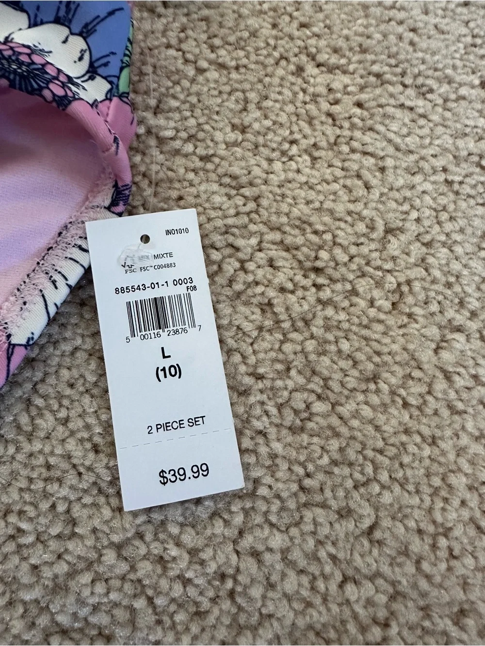 GAP Girls' Pink Floral Long-Sleeve Rashguard Set with Blue and White Accents